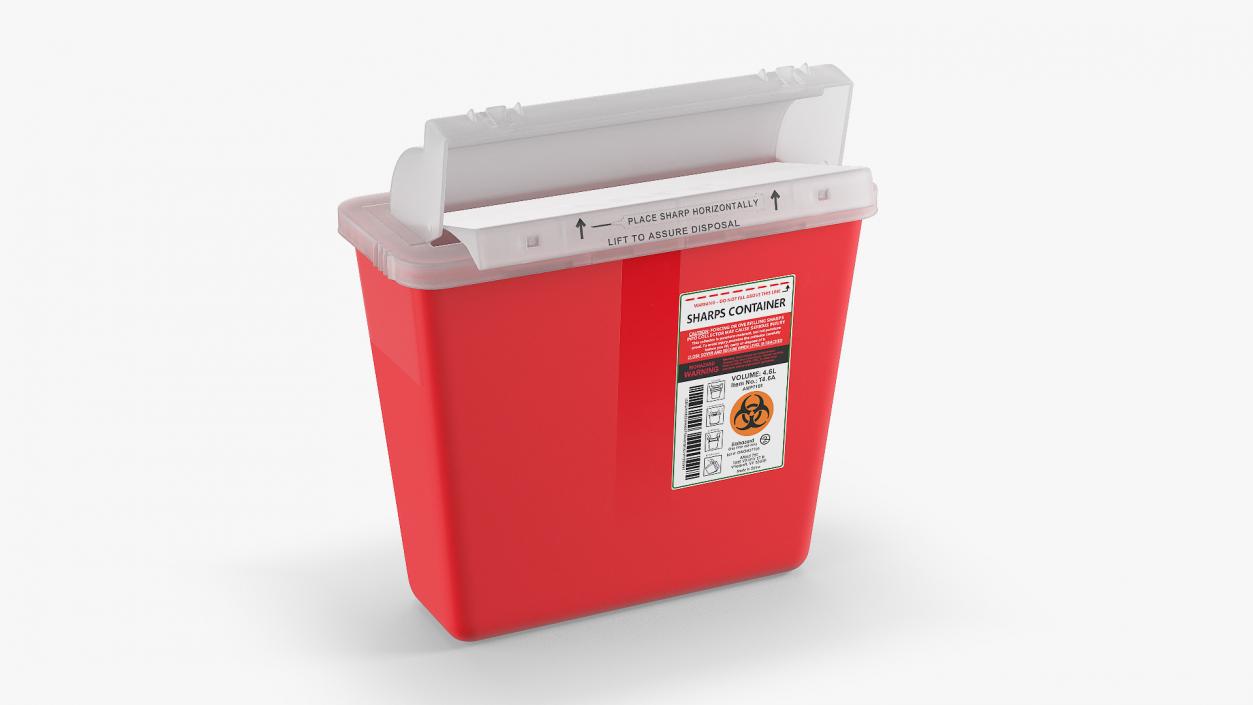 Biohazard Medical Sharps Container Open 3D model