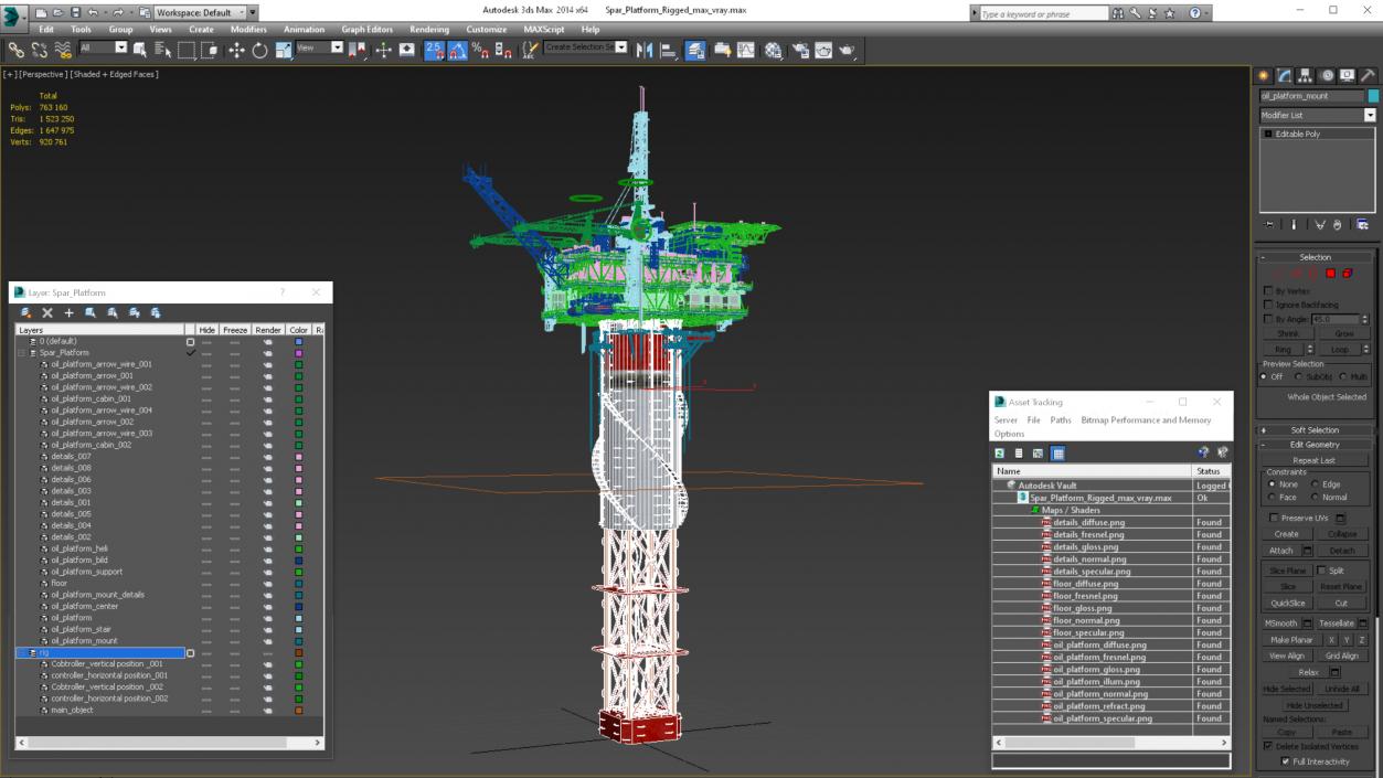 3D model Spar Platform Rigged