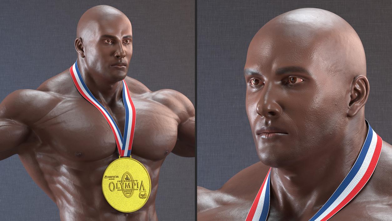 3D Afro American Bodybuilder Man T-Pose