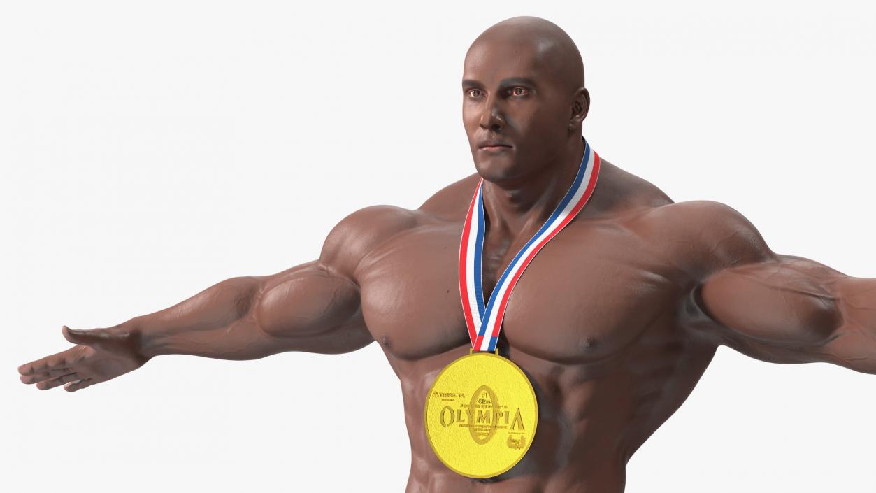 3D Afro American Bodybuilder Man T-Pose