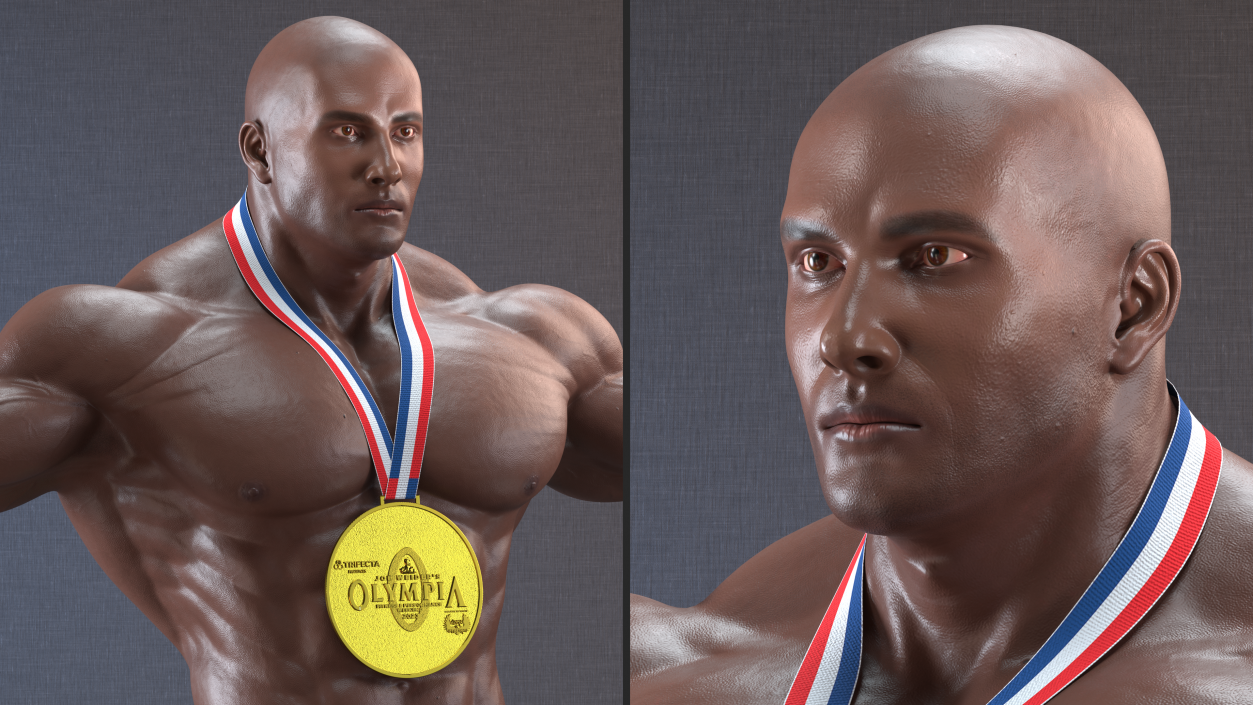 3D Afro American Bodybuilder Man T-Pose