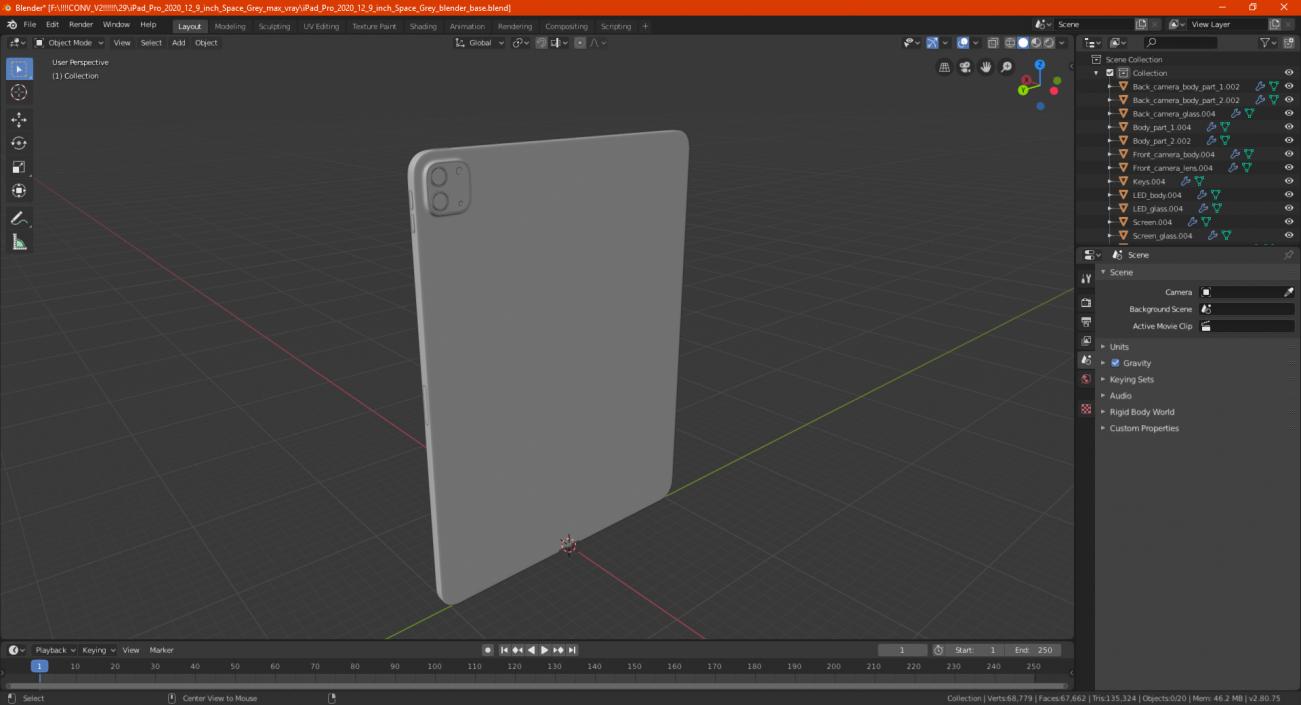 iPad Pro 2020 12.9 inch Space Grey 3D model