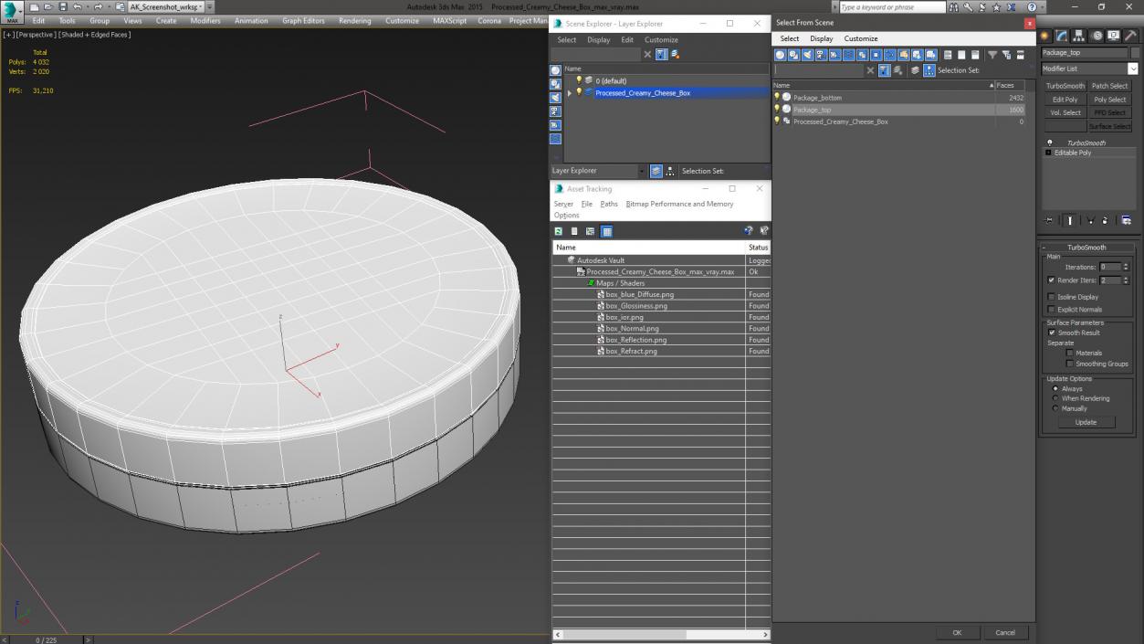 Processed Creamy Cheese Box 3D