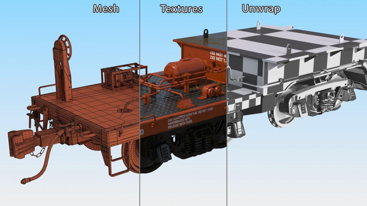 Heavyweight 8-Axle Depressed Center Flat Car 3D model