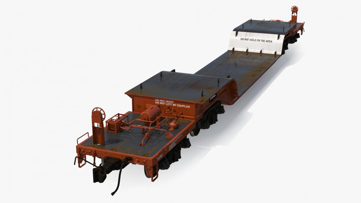 Heavyweight 8-Axle Depressed Center Flat Car 3D model