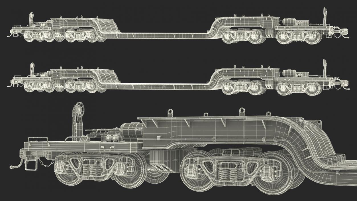 Heavyweight 8-Axle Depressed Center Flat Car 3D model