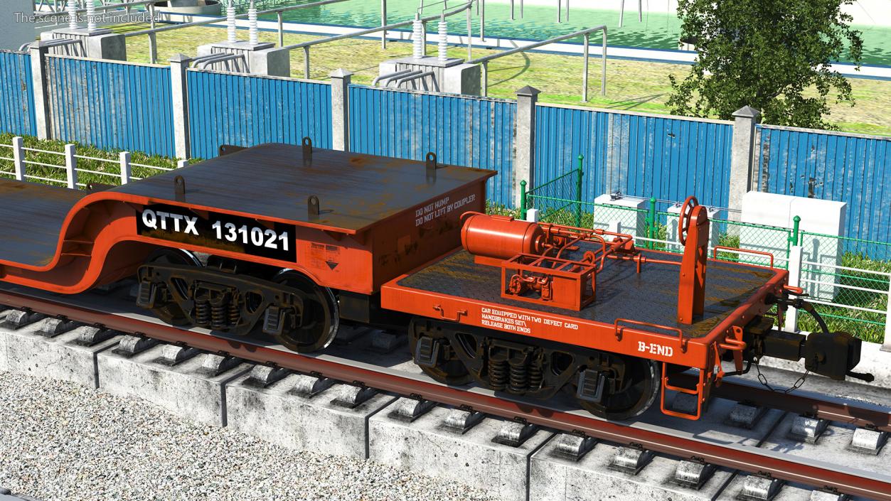 Heavyweight 8-Axle Depressed Center Flat Car 3D model