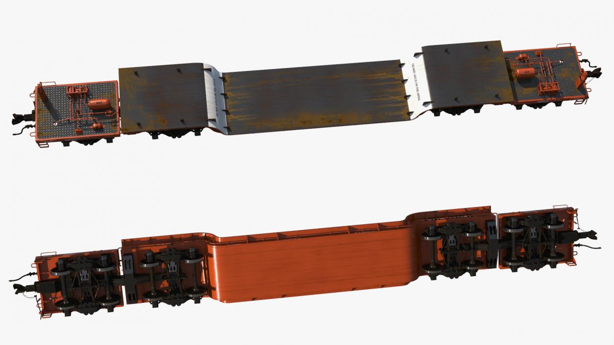 Heavyweight 8-Axle Depressed Center Flat Car 3D model