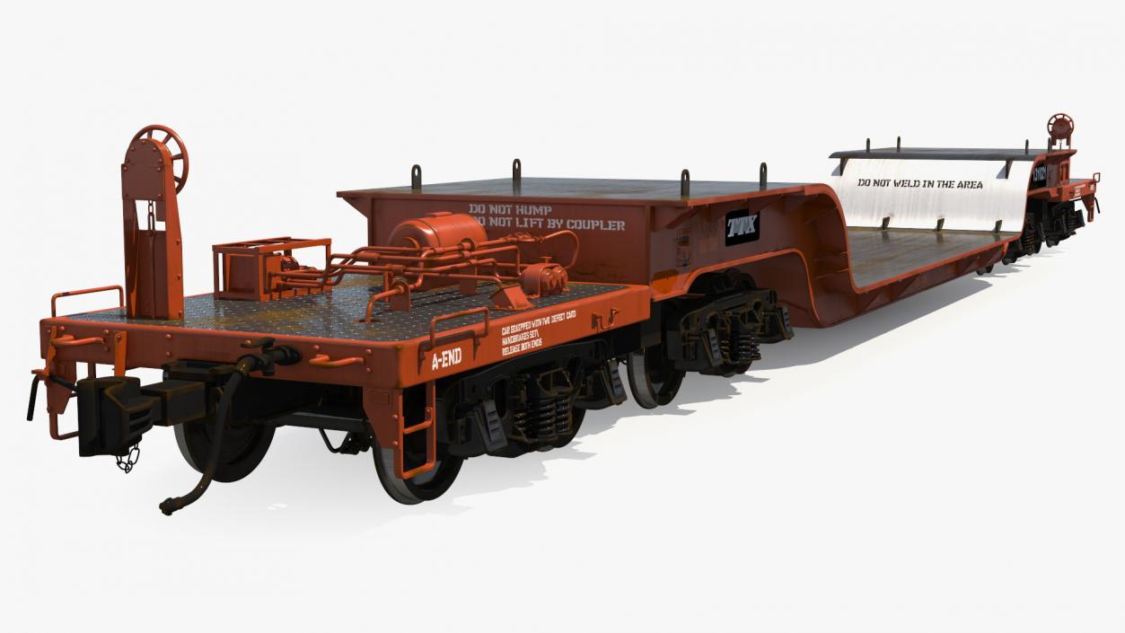 Heavyweight 8-Axle Depressed Center Flat Car 3D model