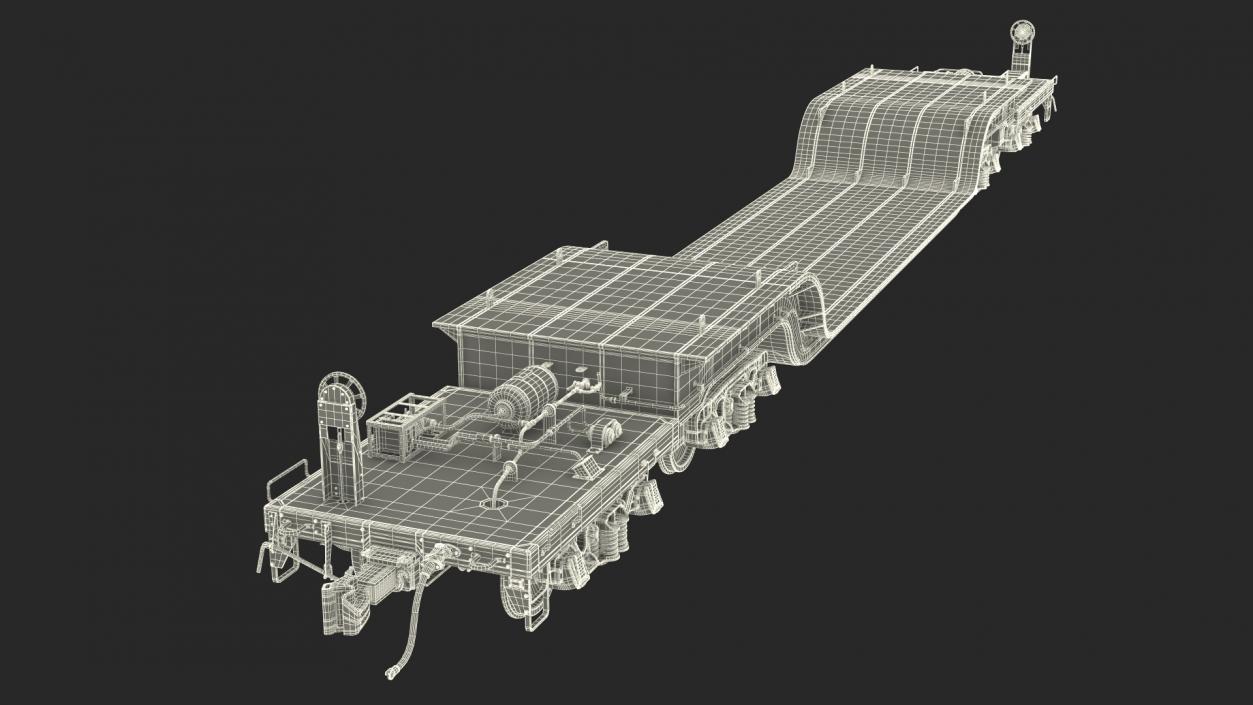 Heavyweight 8-Axle Depressed Center Flat Car 3D model