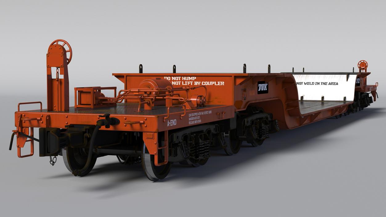 Heavyweight 8-Axle Depressed Center Flat Car 3D model