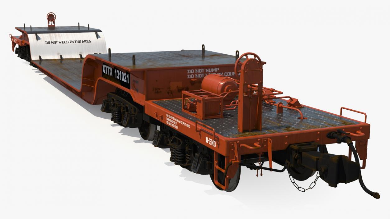 Heavyweight 8-Axle Depressed Center Flat Car 3D model