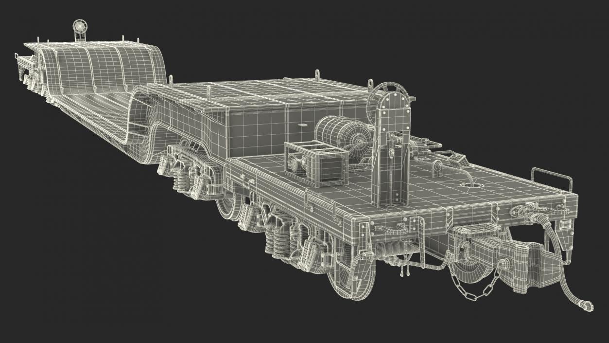 Heavyweight 8-Axle Depressed Center Flat Car 3D model