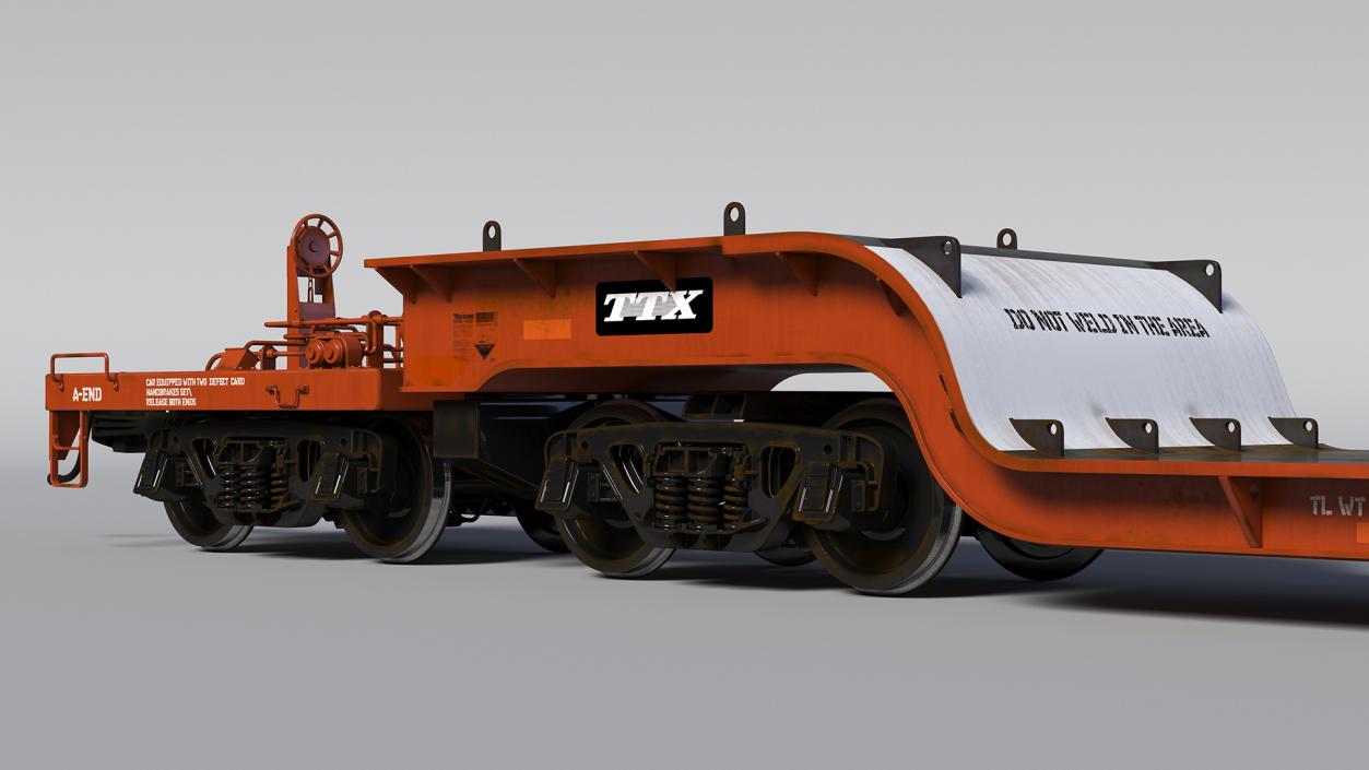 Heavyweight 8-Axle Depressed Center Flat Car 3D model