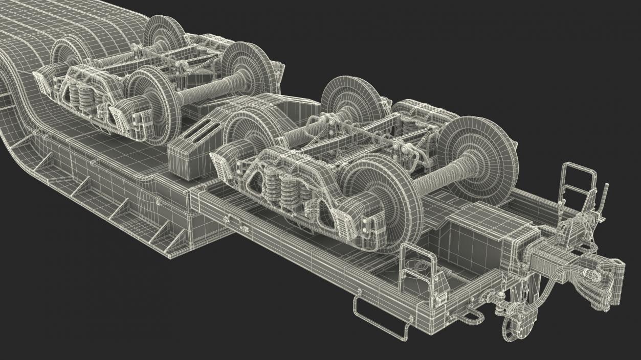 Heavyweight 8-Axle Depressed Center Flat Car 3D model