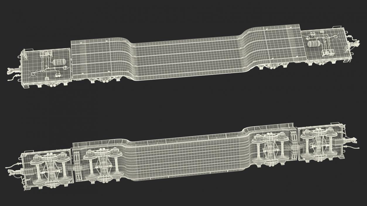 Heavyweight 8-Axle Depressed Center Flat Car 3D model