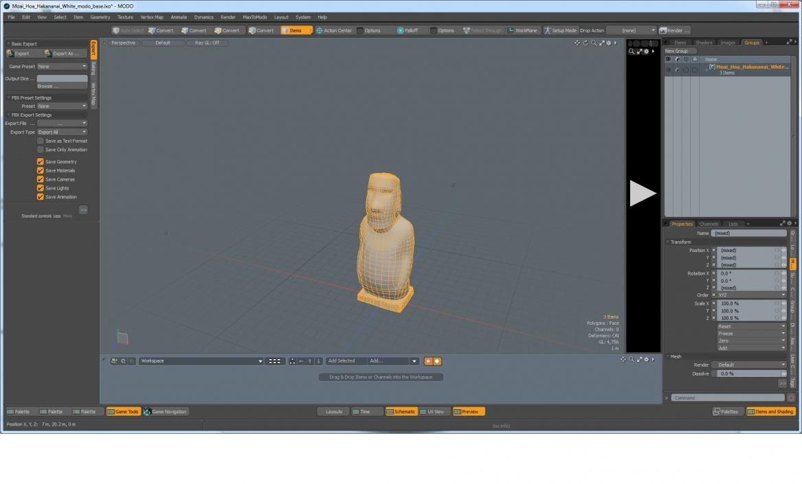 Moai Hoa Hakananai White 3D model