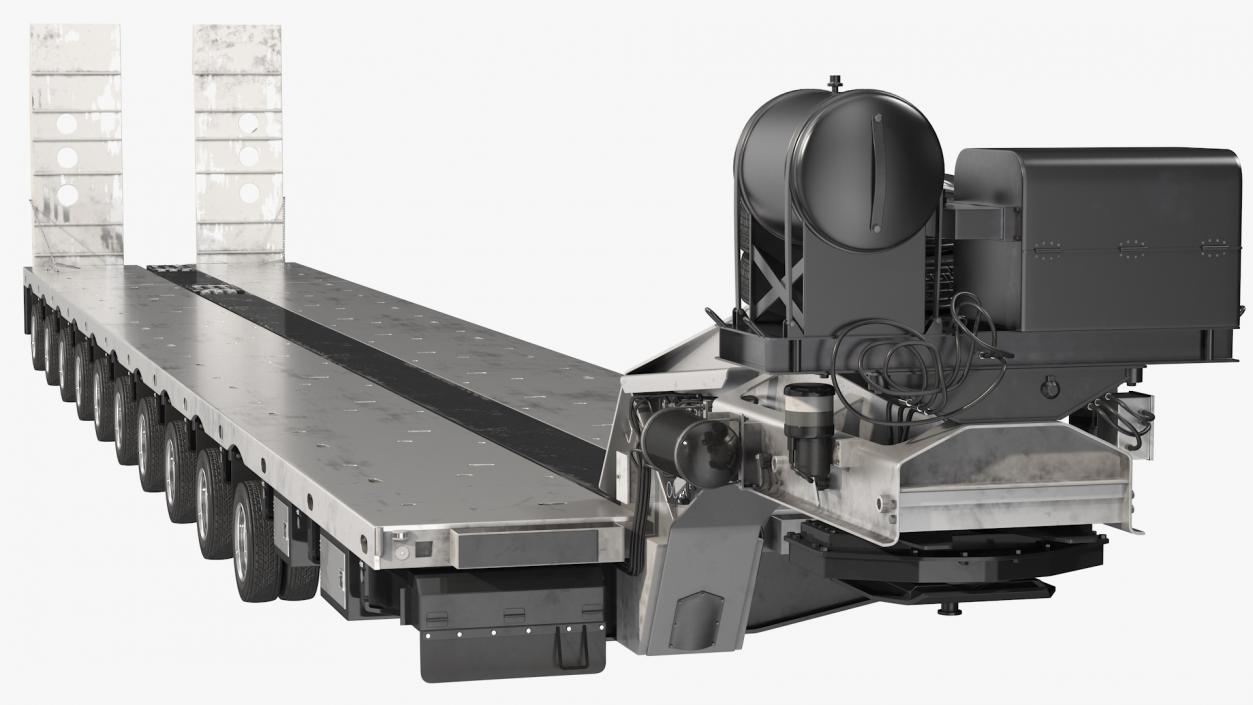 3D Bulldozer on Heavy Transport Trailer