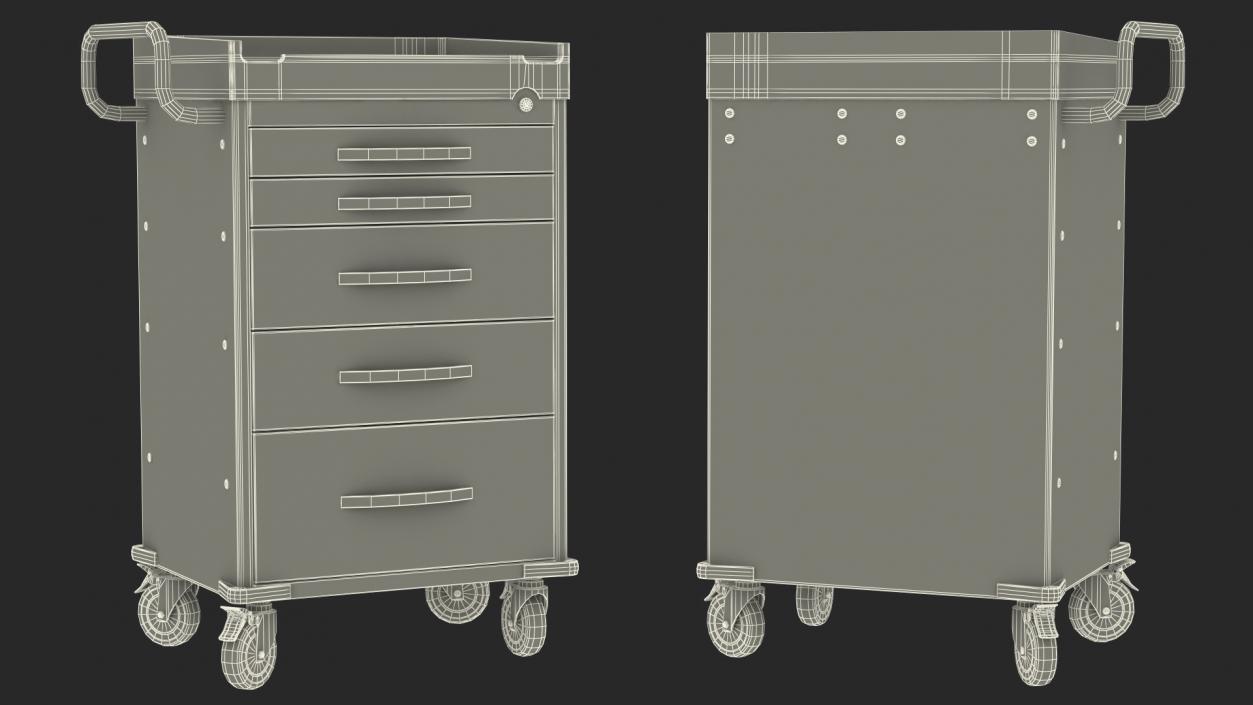 3D General Purpose Medical Cart with Drawers