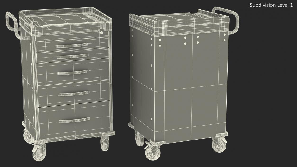 3D General Purpose Medical Cart with Drawers