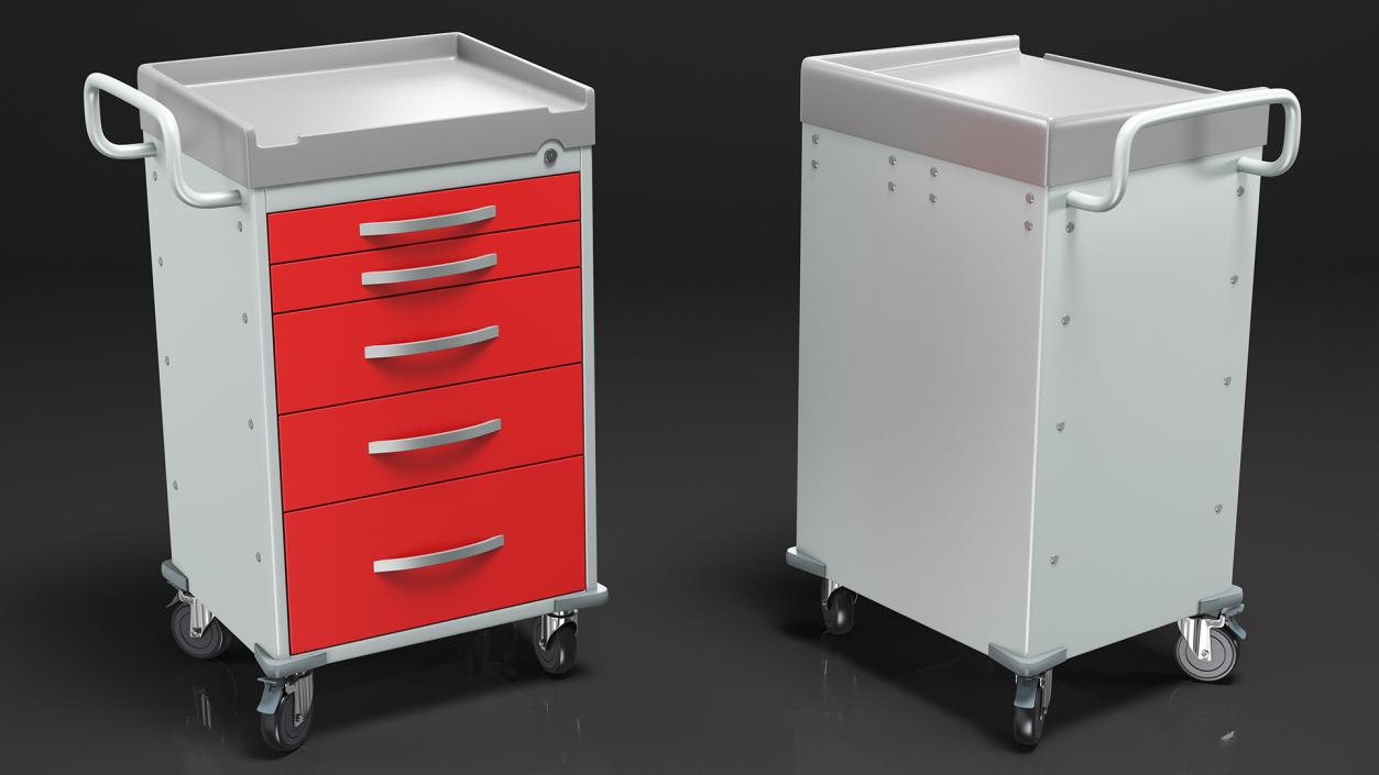 3D General Purpose Medical Cart with Drawers