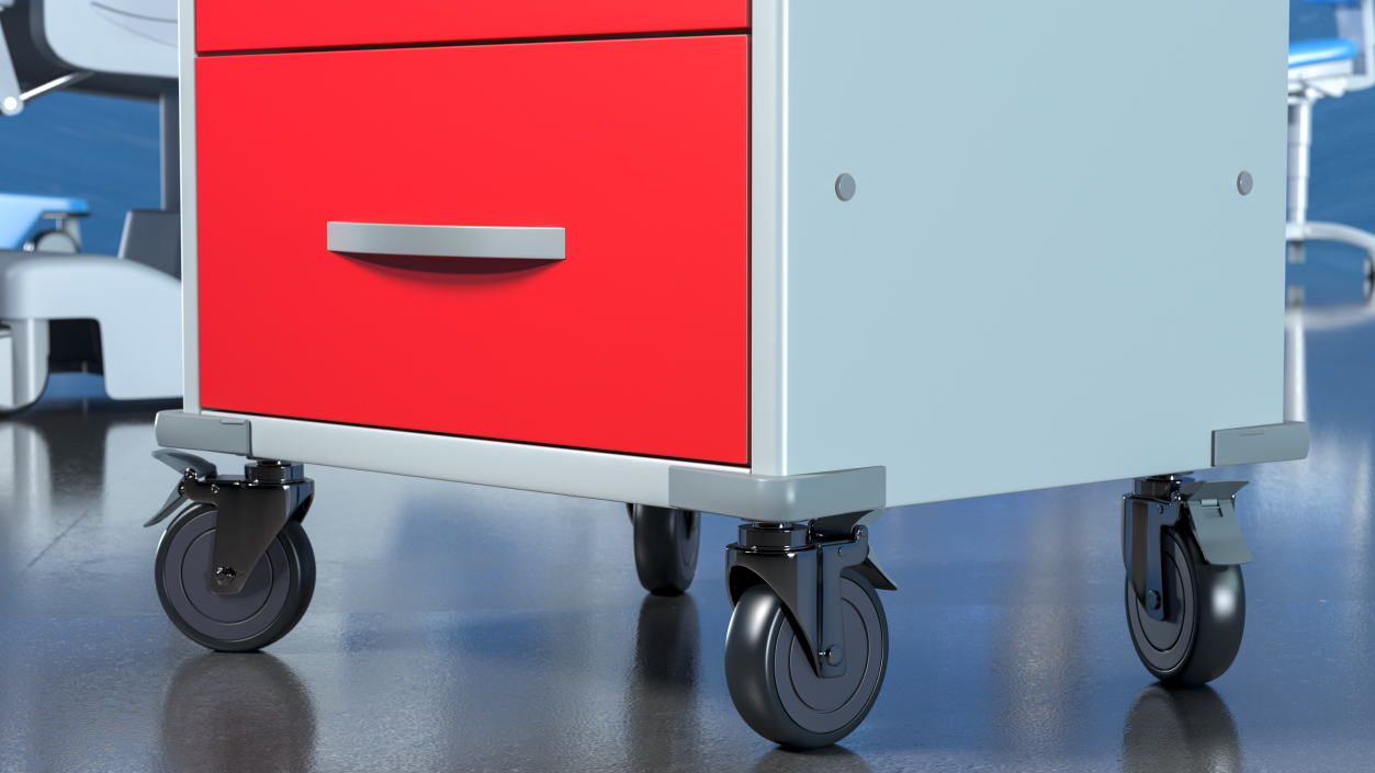 3D General Purpose Medical Cart with Drawers