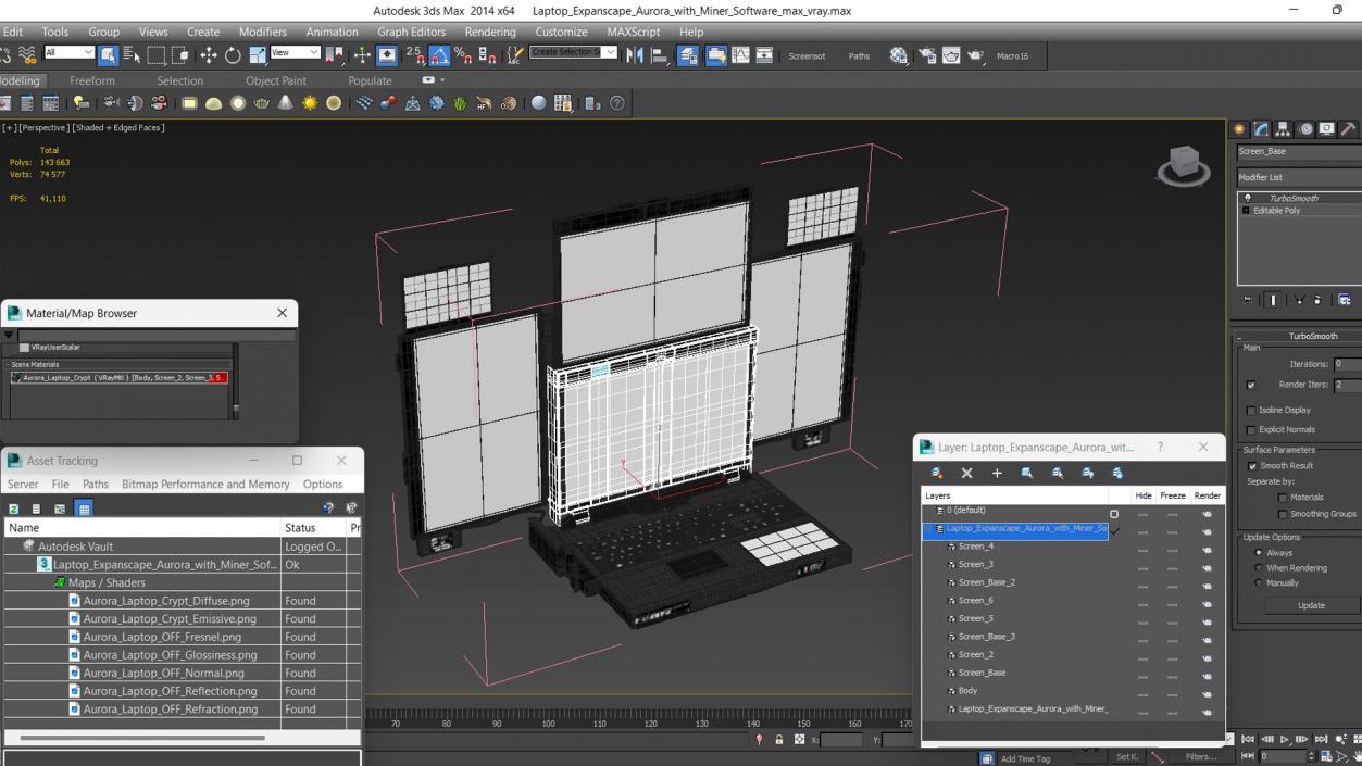 Laptop Expanscape Aurora with Miner Software 3D model