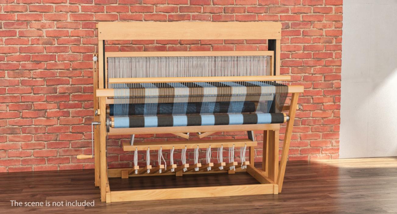 3D model Wooden Loom with Rug