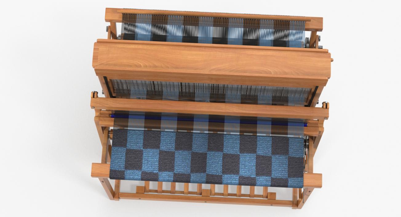 3D model Wooden Loom with Rug