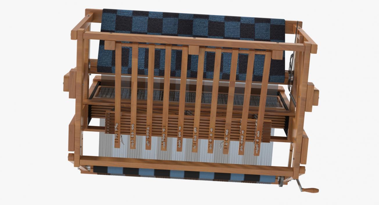 3D model Wooden Loom with Rug