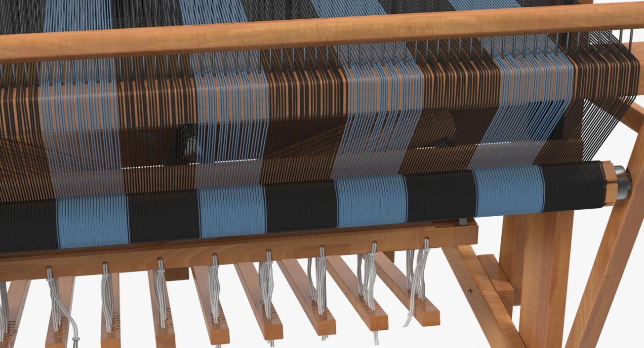 3D model Wooden Loom with Rug