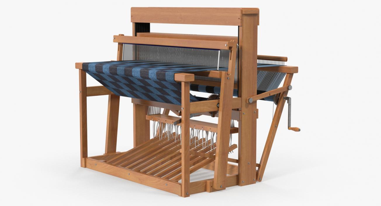 3D model Wooden Loom with Rug