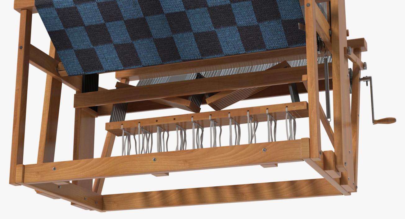 3D model Wooden Loom with Rug