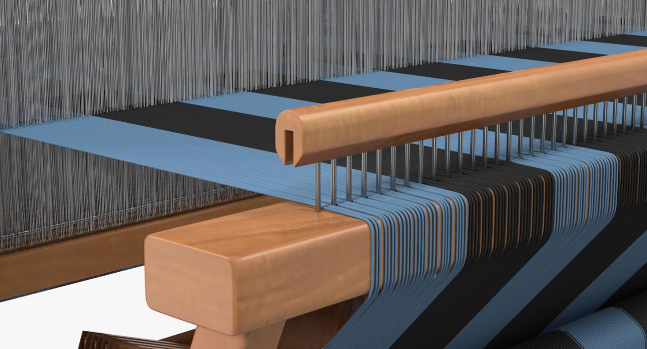 3D model Wooden Loom with Rug