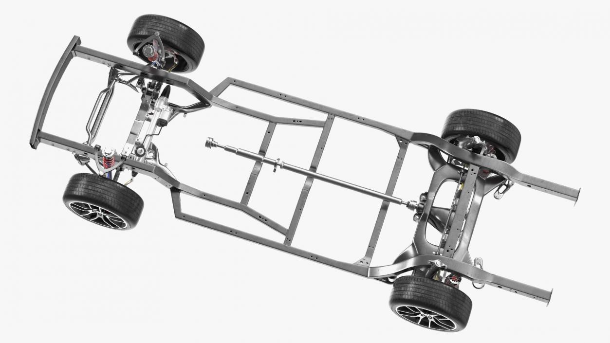 3D Car Chassis with Suspension and Wheels model