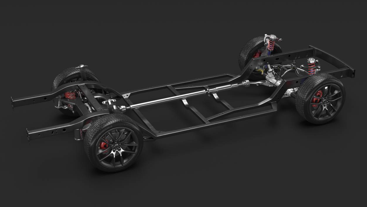 3D Car Chassis with Suspension and Wheels model