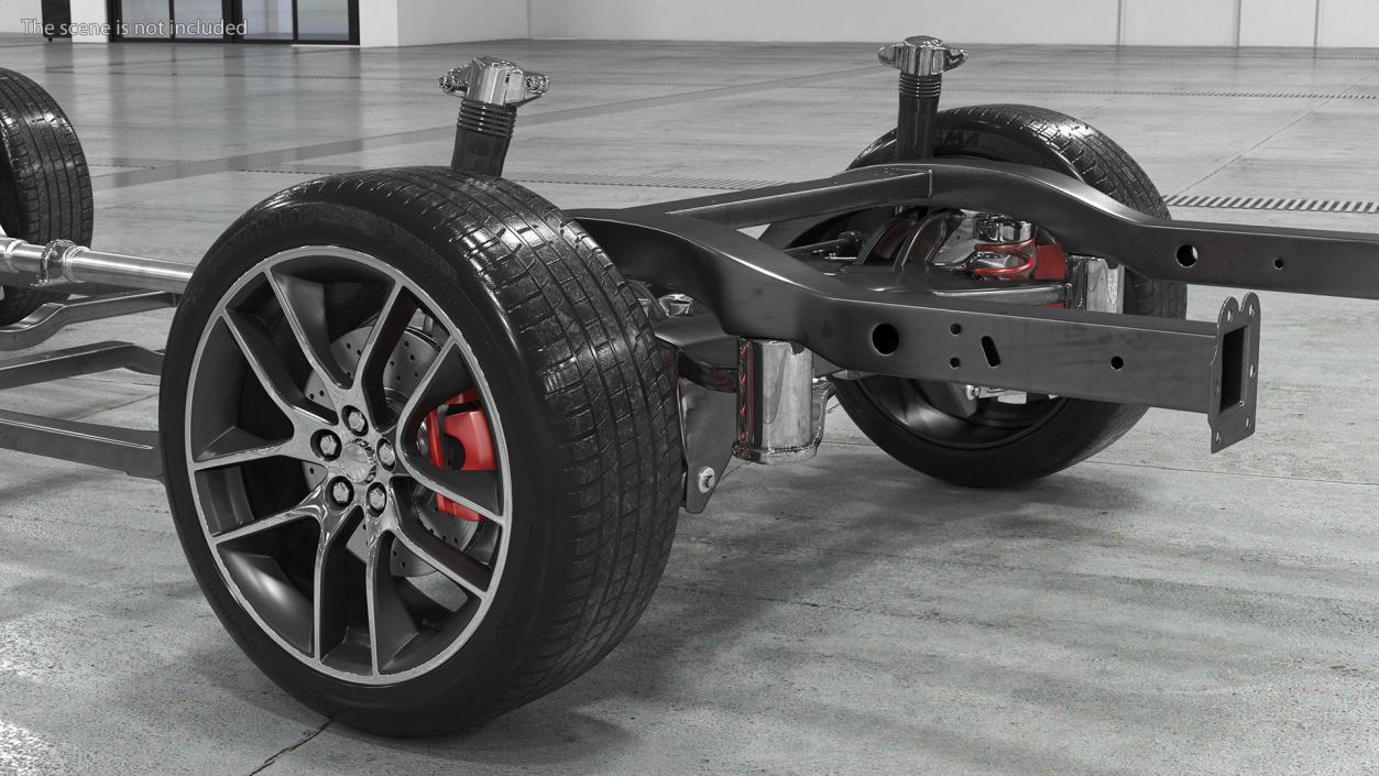 3D Car Chassis with Suspension and Wheels model