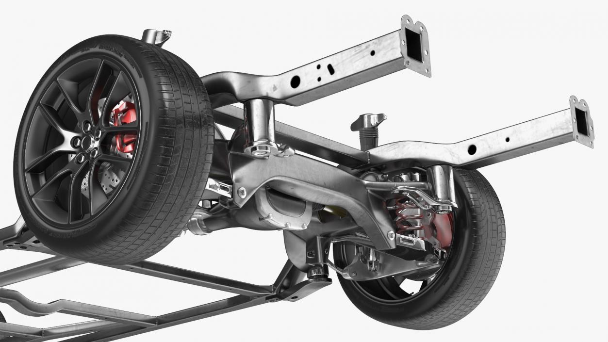 3D Car Chassis with Suspension and Wheels model