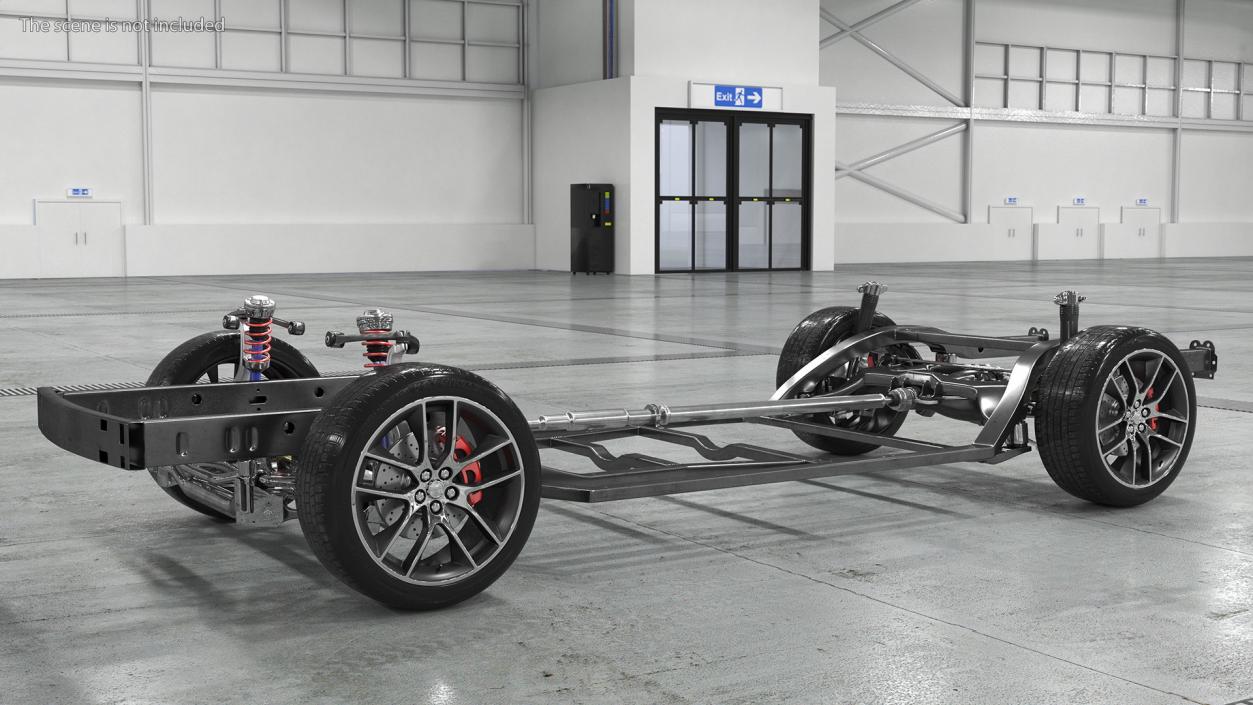 3D Car Chassis with Suspension and Wheels model