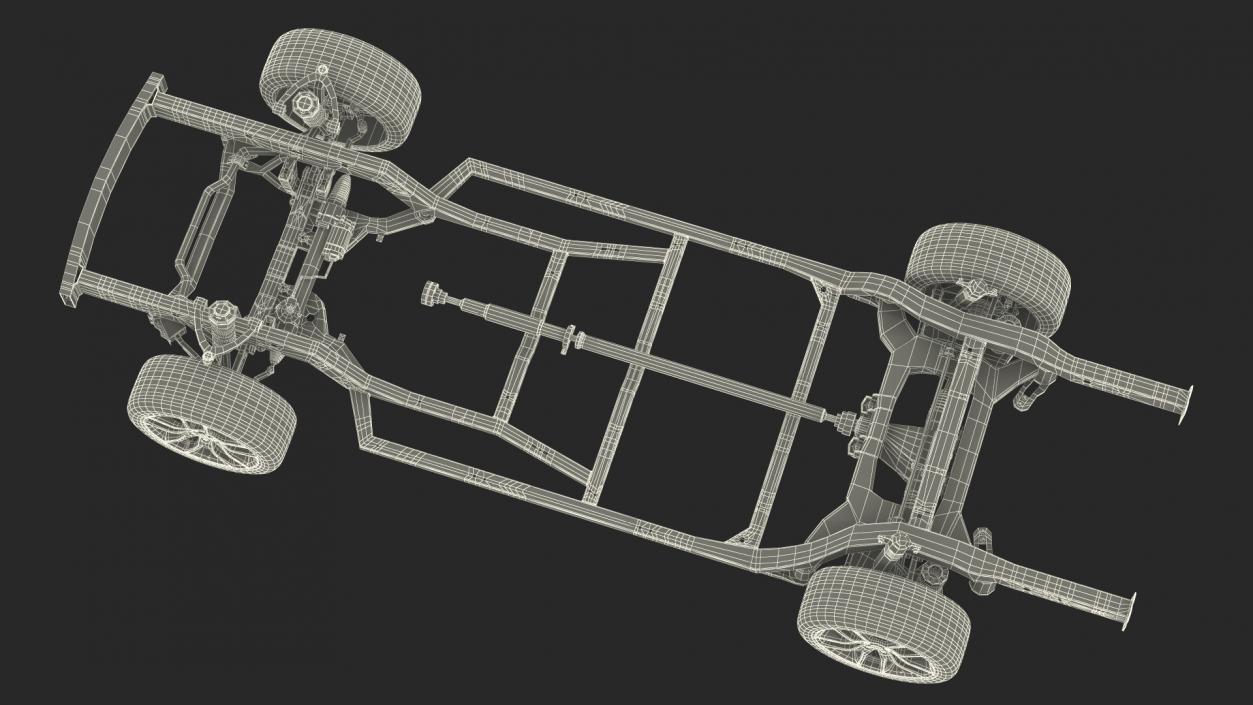 3D Car Chassis with Suspension and Wheels model