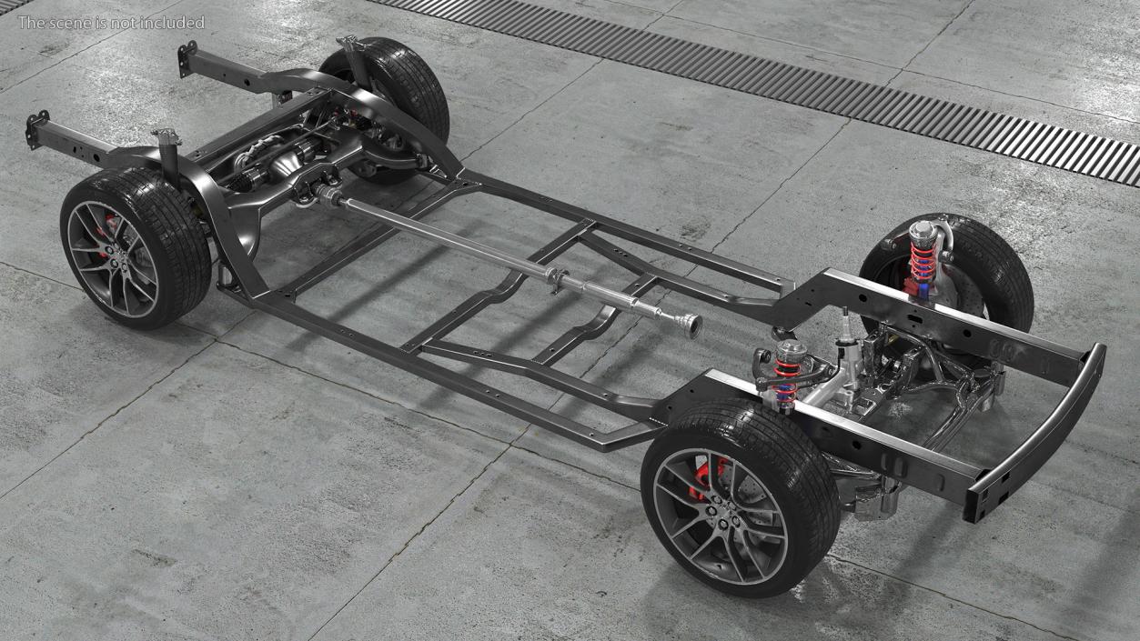 3D Car Chassis with Suspension and Wheels model