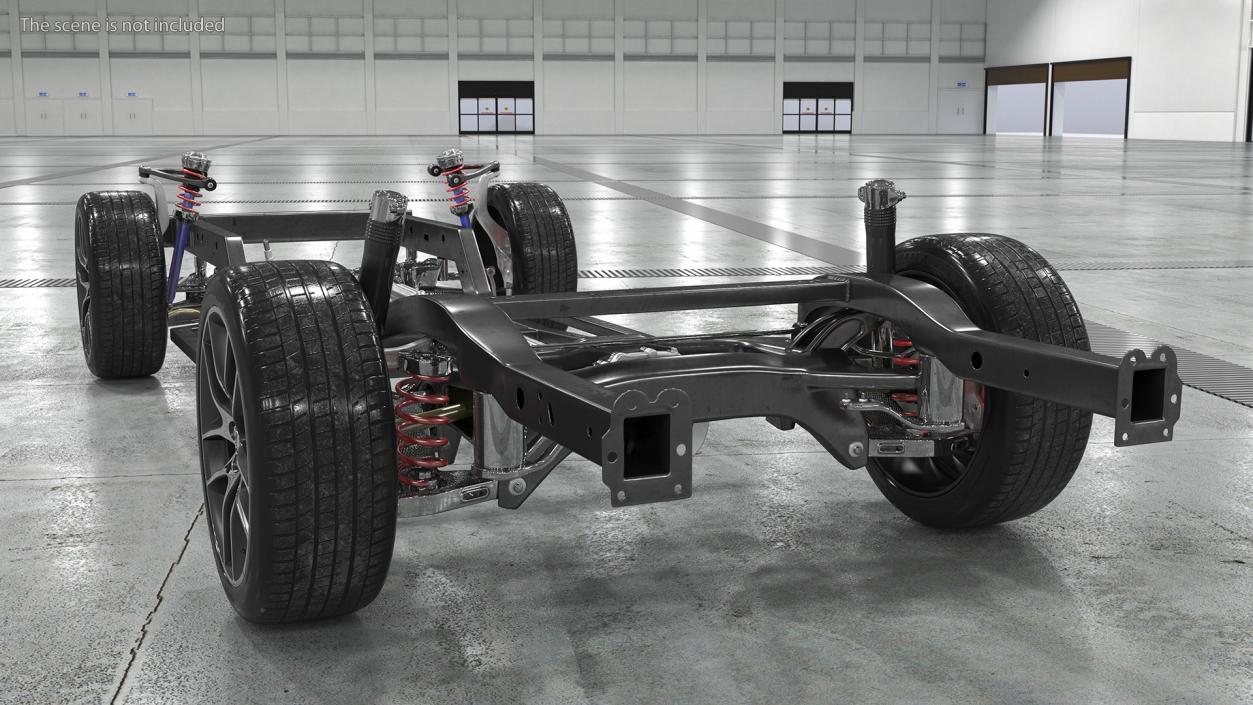 3D Car Chassis with Suspension and Wheels model