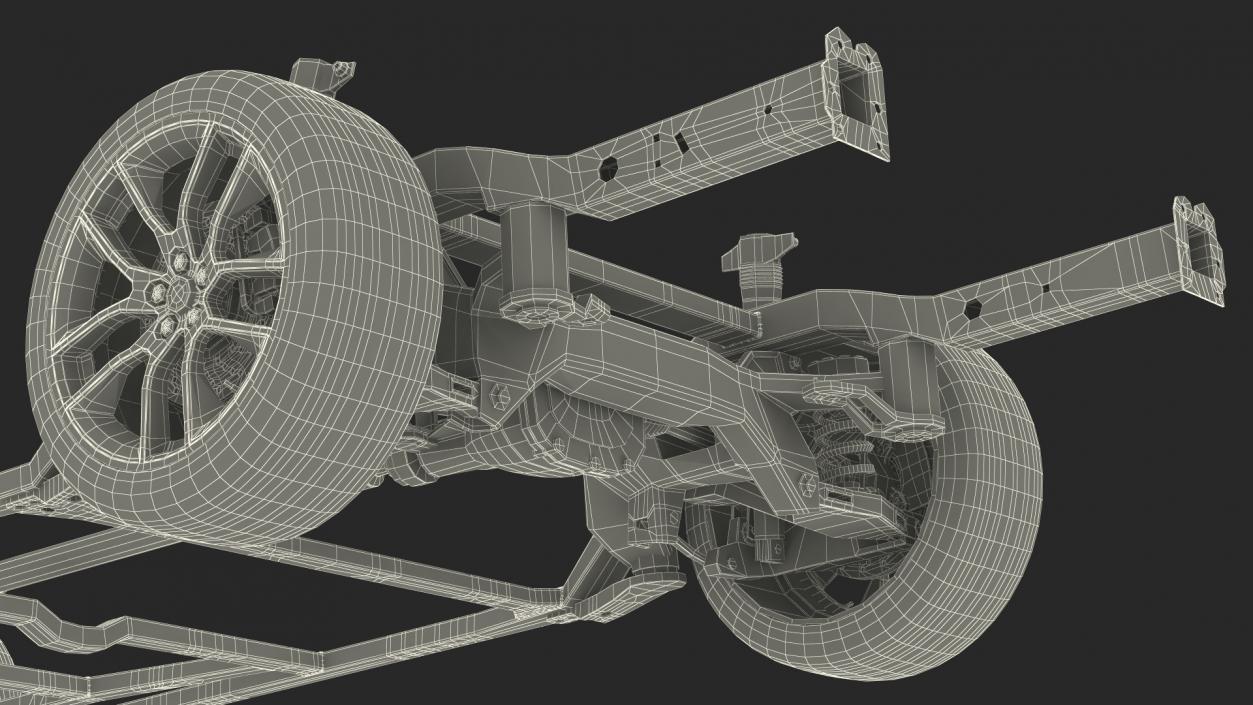 3D Car Chassis with Suspension and Wheels model