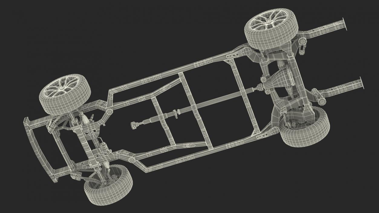 3D Car Chassis with Suspension and Wheels model