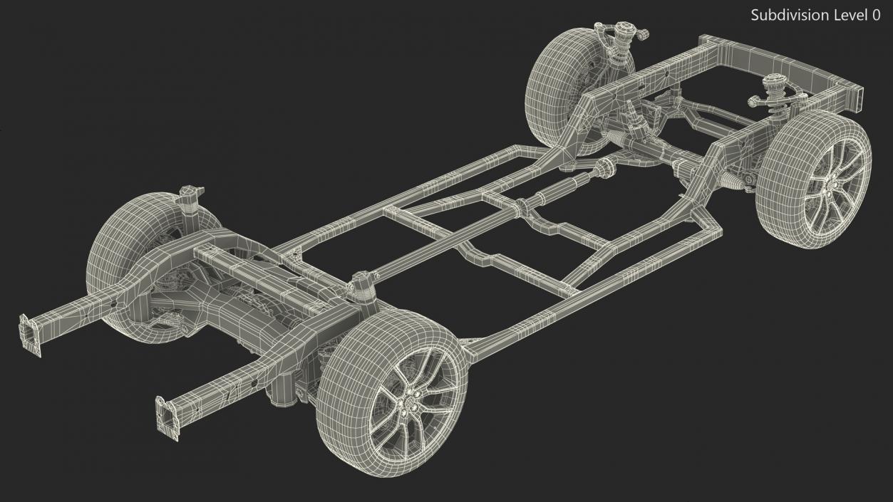 3D Car Chassis with Suspension and Wheels model