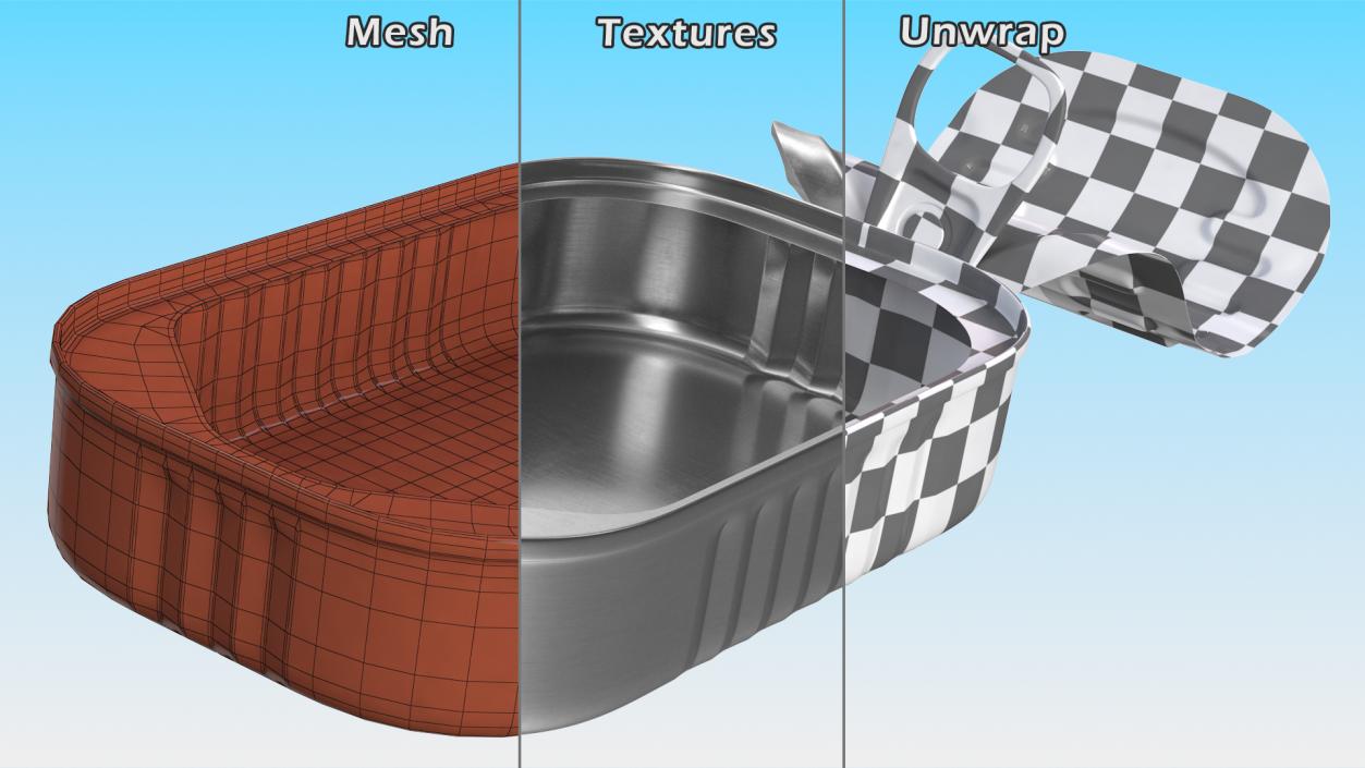 3D model Open Rectangular Pull Ring Can