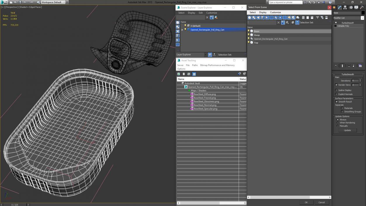 3D model Open Rectangular Pull Ring Can