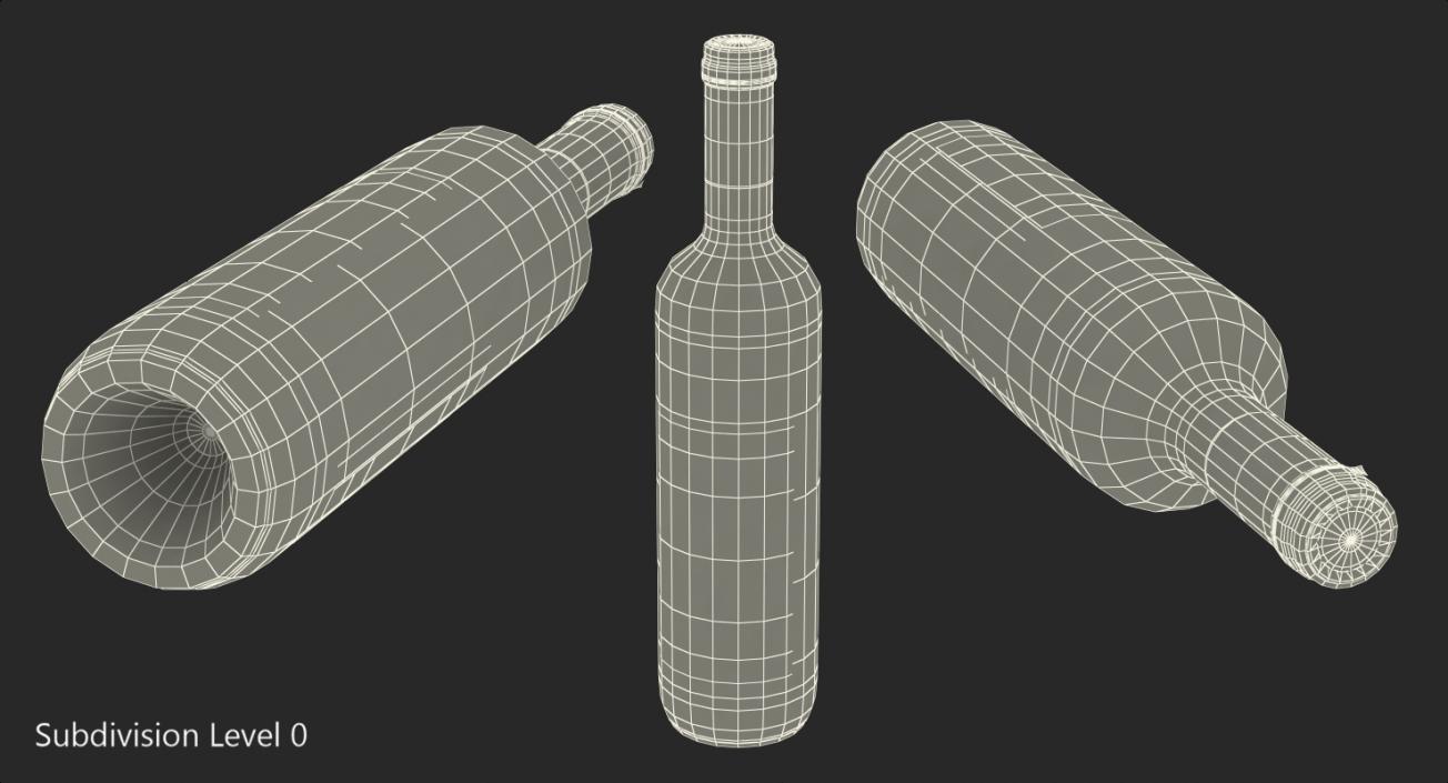 3D Three Wine Bottles model