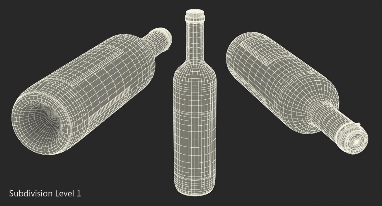 3D Three Wine Bottles model