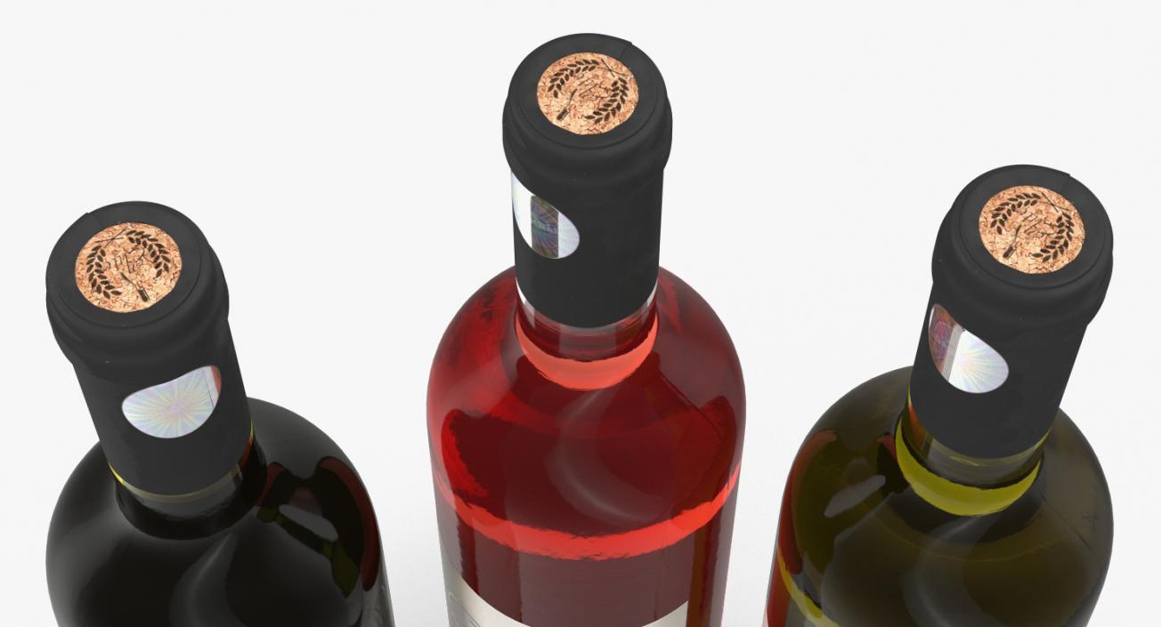 3D Three Wine Bottles model